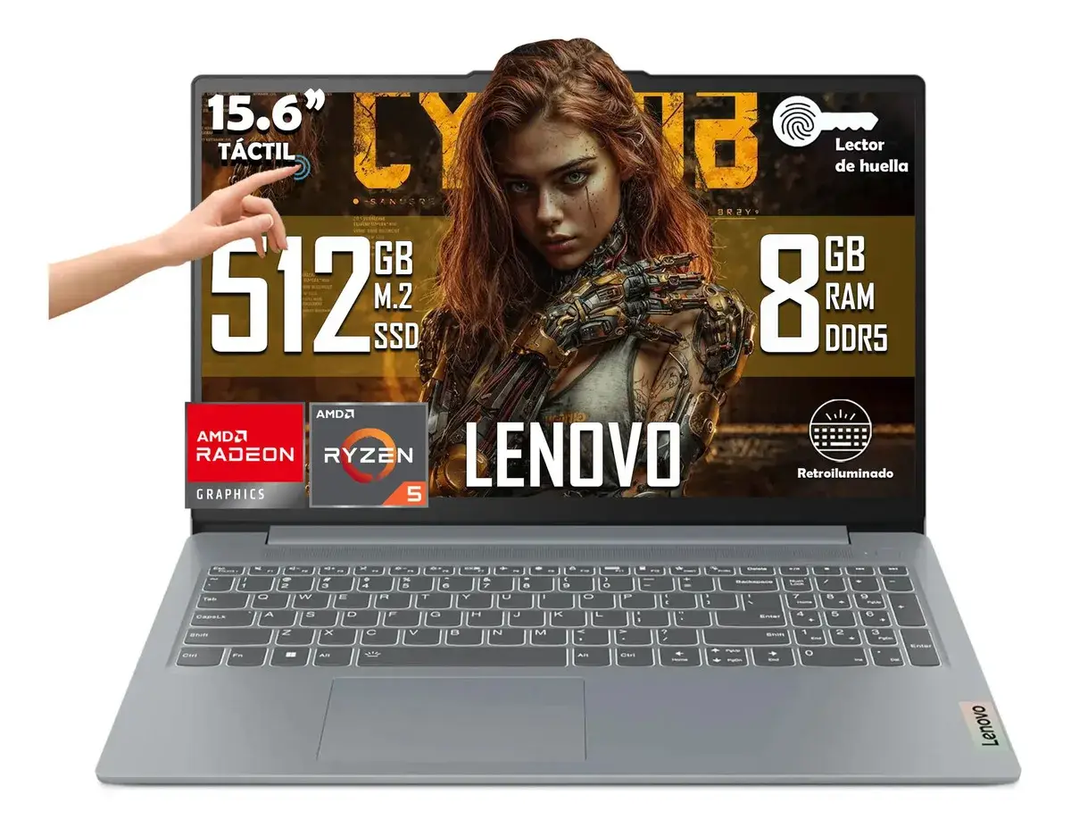 laptop para universidad Lenovo IdeaPad Slim 3 Ryzen 5 8GB RAM 512GB SSD pantalla táctil